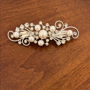 Beautiful Silver, Pearl. and Crystal Hair Accessory/Clip Stunning for an updo